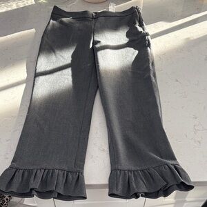 Zara Ruffled Hem Gray Cropped Pants